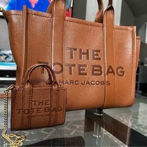 Marc Jacobs Medium Argan Oil (Brown) Leather Tote Bag & matching Nano Tote. NWOT